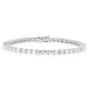 18k White Gold Emerald Cut Tennis Bracelet 9.39 ctw