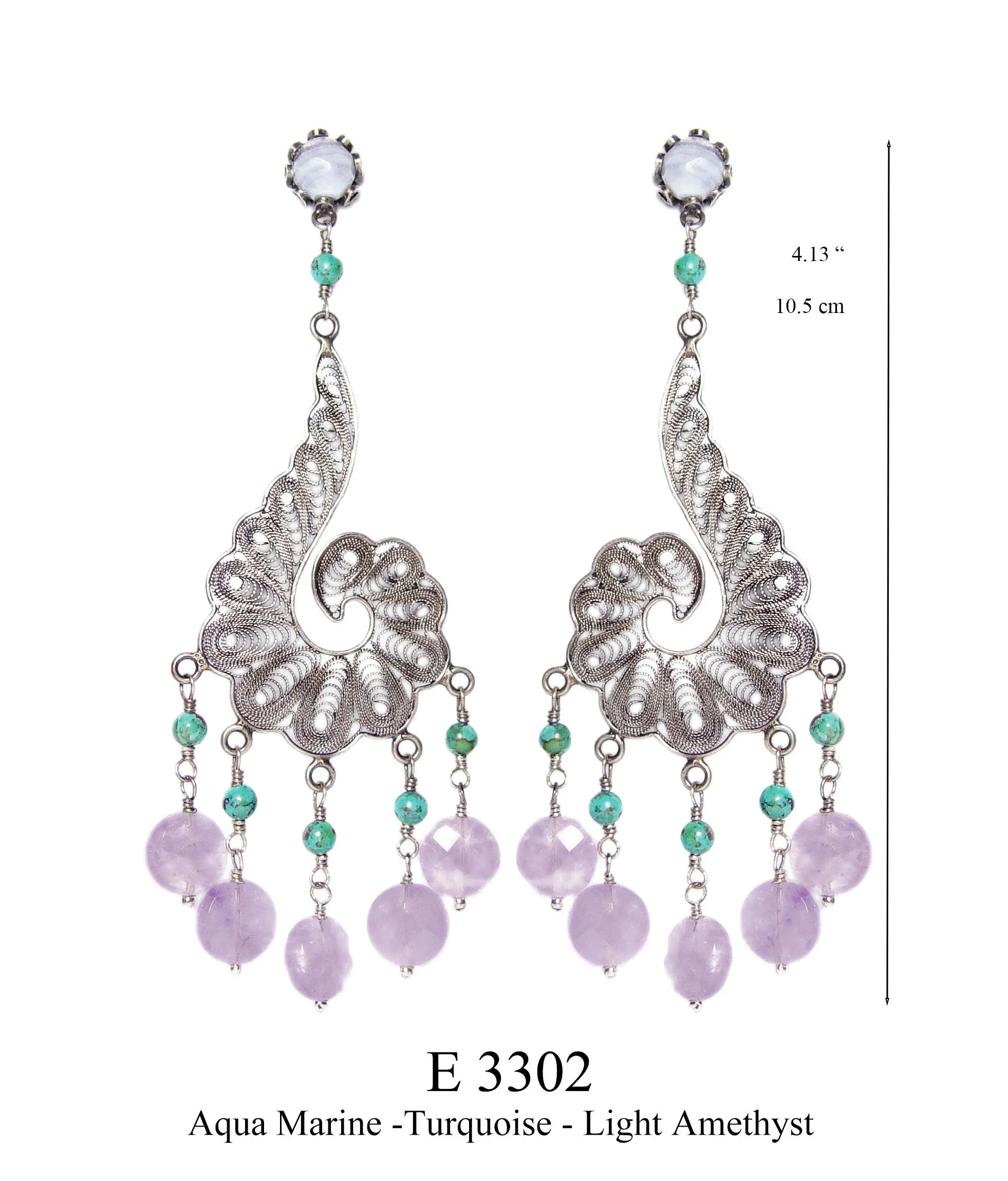 Atlantis Pearl and  Amethyst Chandelier Earrings