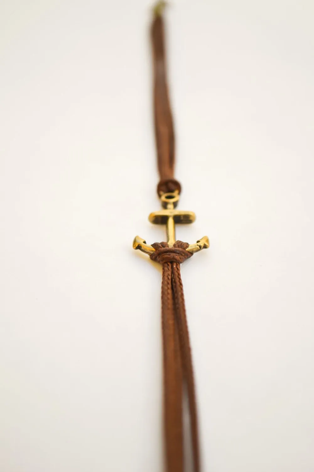 Brown cords bronze anchor bracelet for men, gift for him