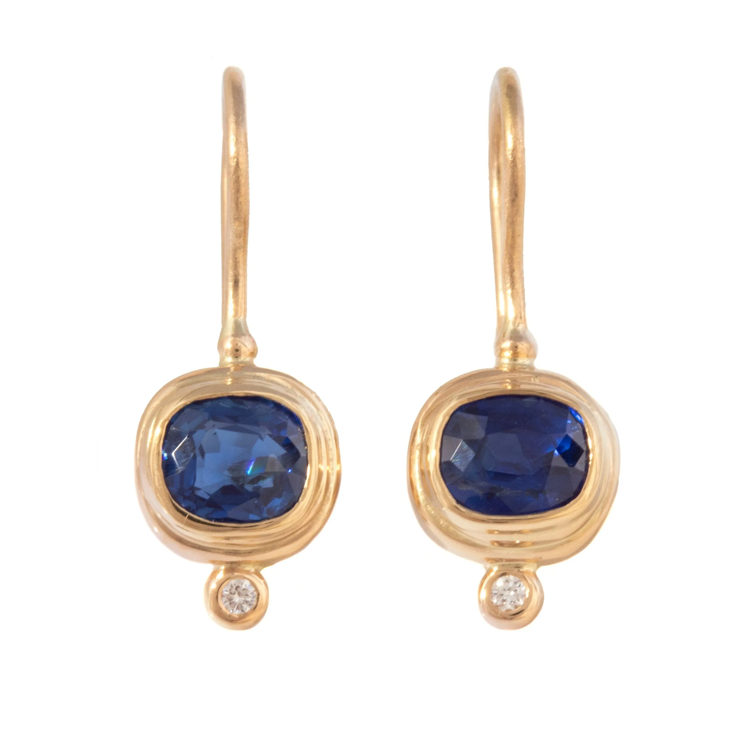 Cushion Cut Blue Sapphire Earrings