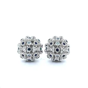 Dome Cluster Sapphire and Diamond Earrings at Regard Jewelry in Austin, Texas