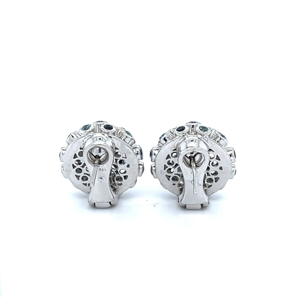 Dome Cluster Sapphire and Diamond Earrings at Regard Jewelry in Austin, Texas