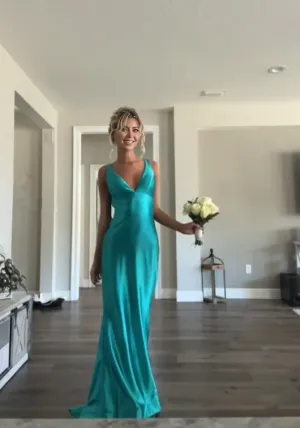 Elegant V Neck Sheath Long Prom Dress Formal Party Gown Charming Evening Dress