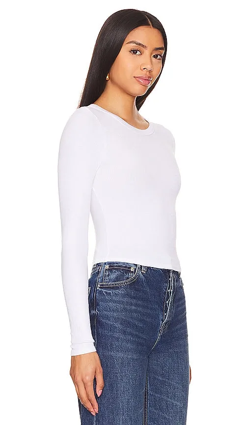 Enza Costa Enza Costa Silk Knit Long Sleeve Tuck Top in White