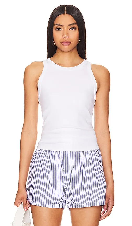 Enza Costa Supima Rib Sheath Tank in White