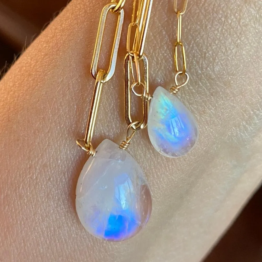 Gold Necklace with Moonstone Drop