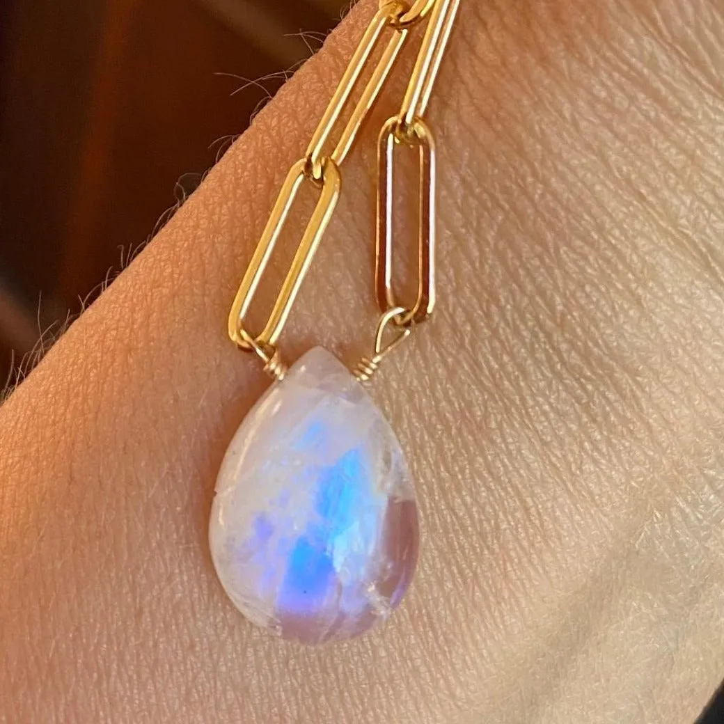 Gold Necklace with Moonstone Drop