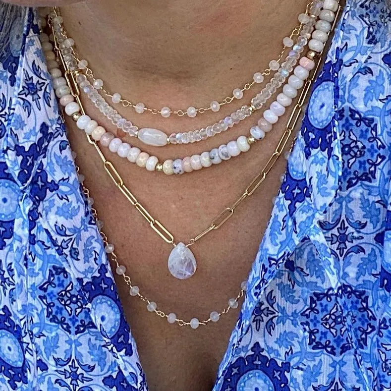 Gold Necklace with Moonstone Drop