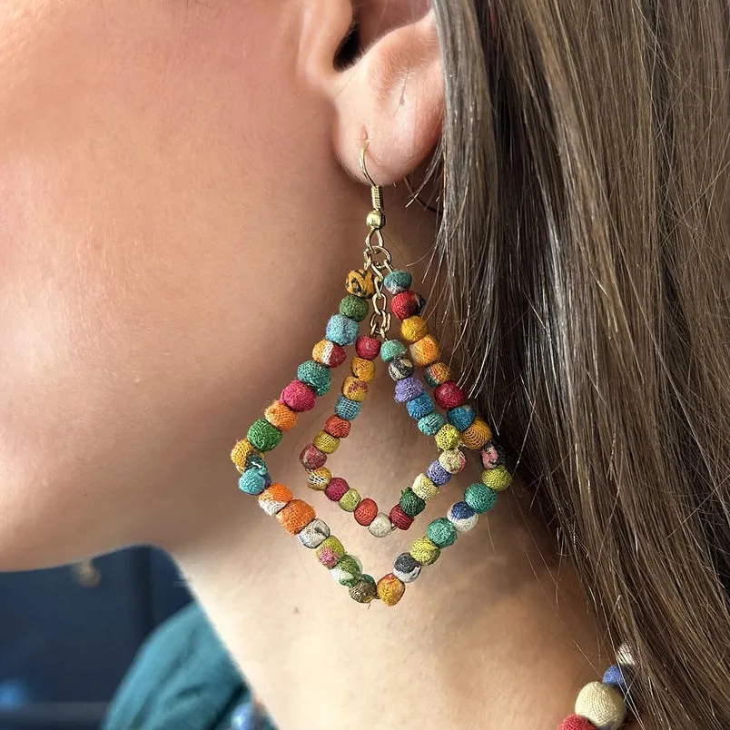 Kantha Milieu Lantern Chandelier Earrings