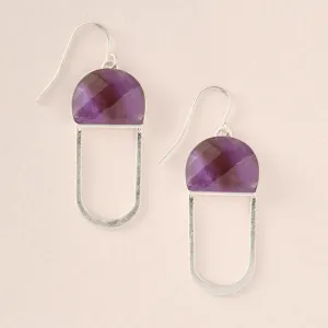 Modern Stone Chandelier Earring - Amethyst/Silver