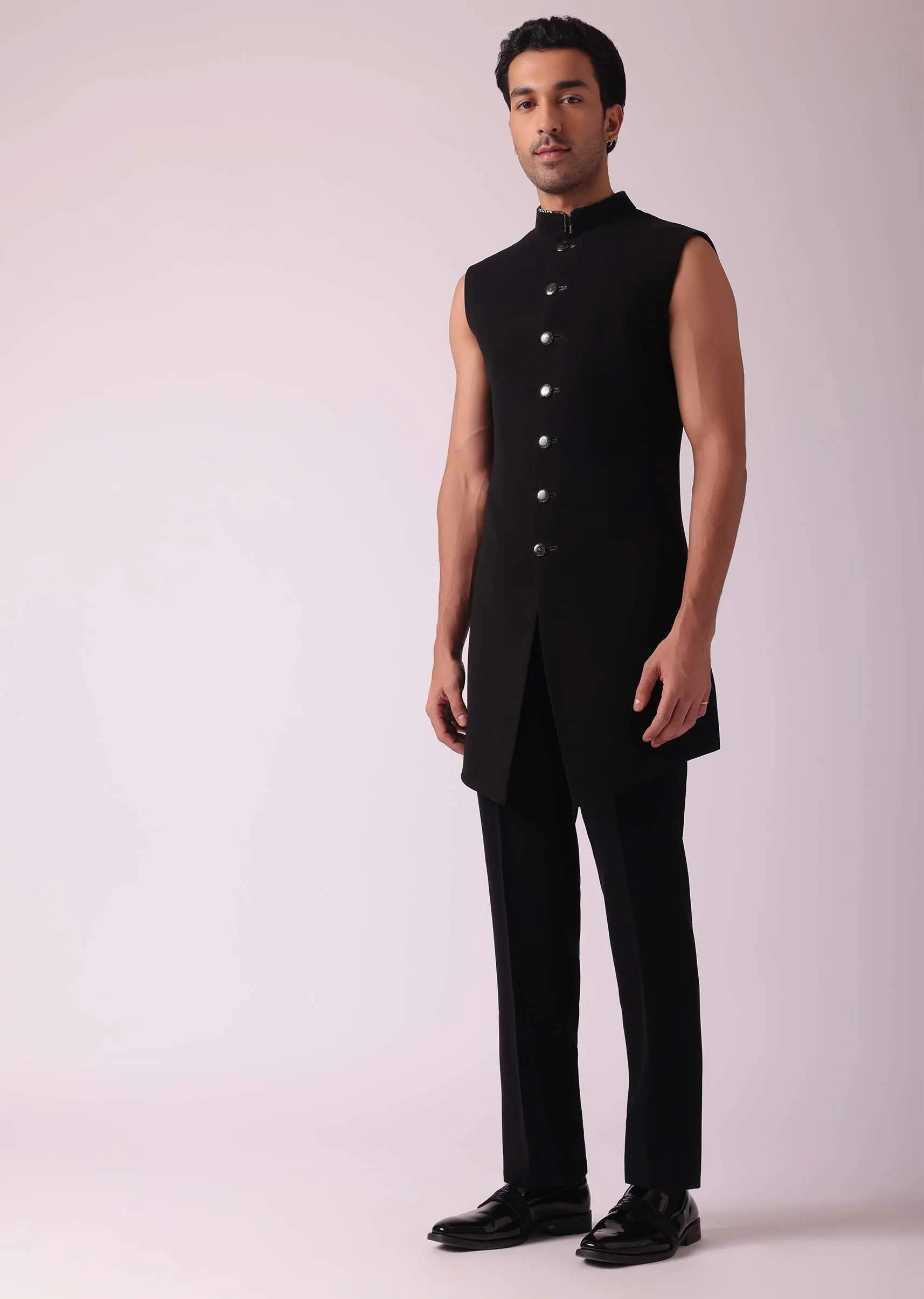 Multicolor Textured Indowestern In Velvet