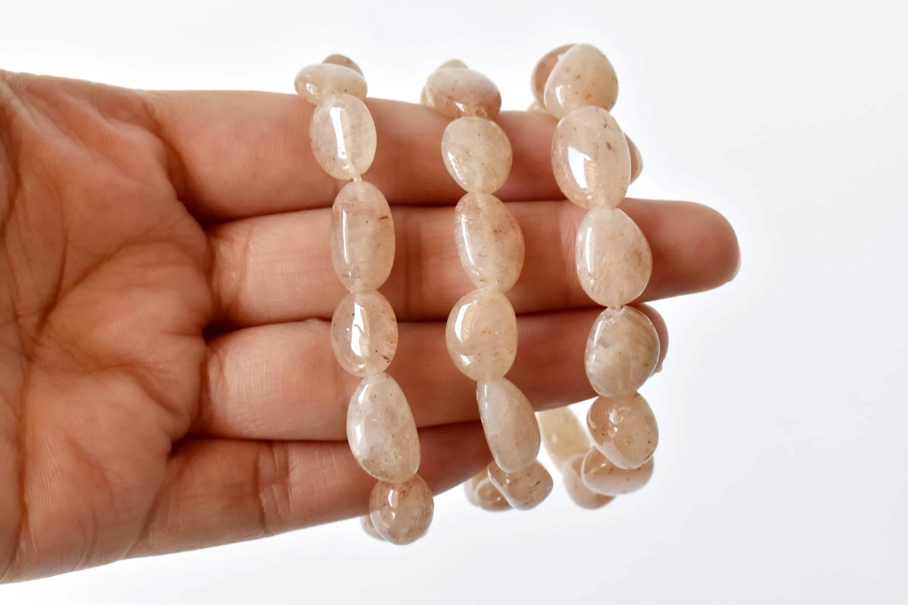 Peach Moonstone Nugget Bracelet ~ Crystal Nuggets Jewelry