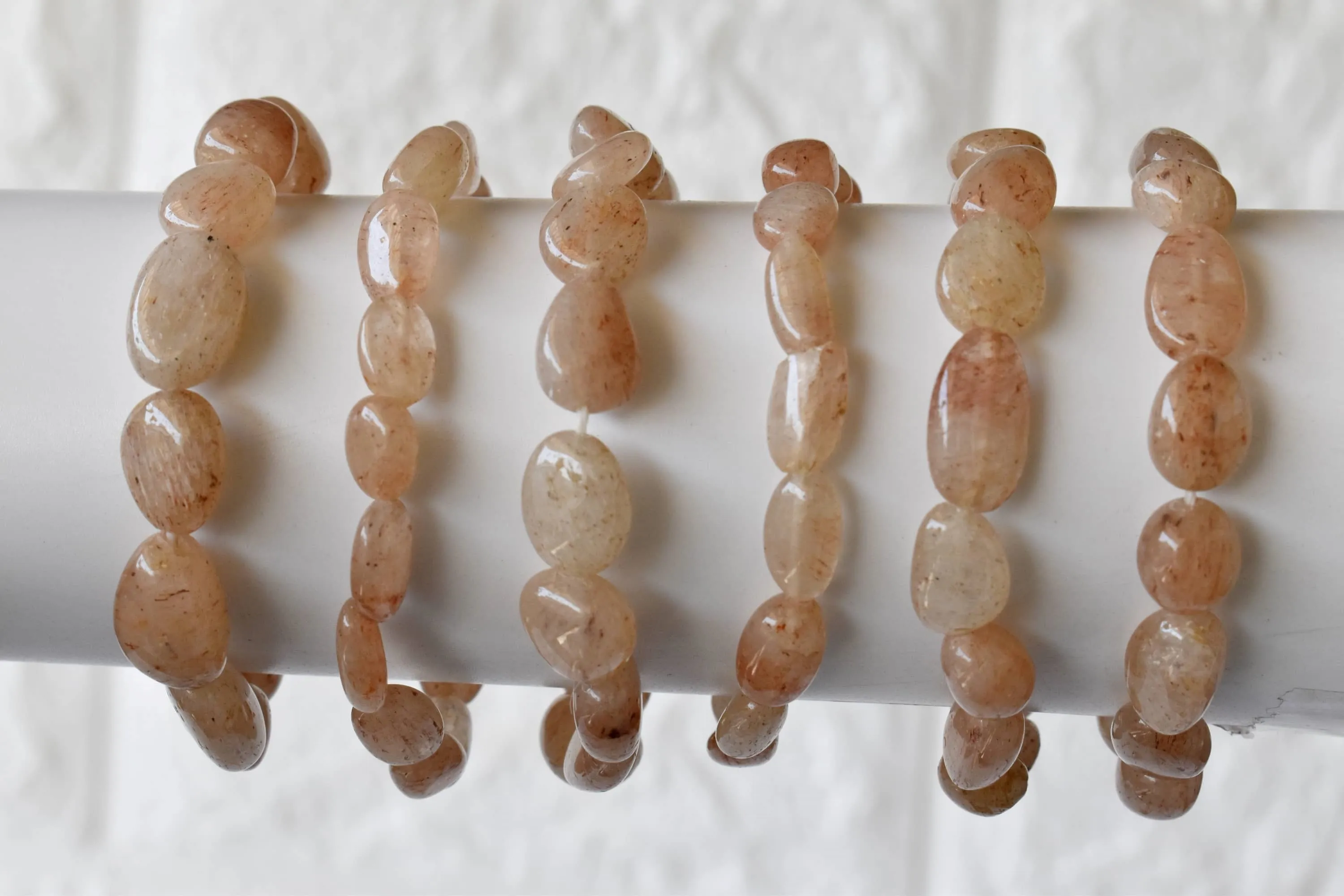 Peach Moonstone Nugget Bracelet ~ Crystal Nuggets Jewelry