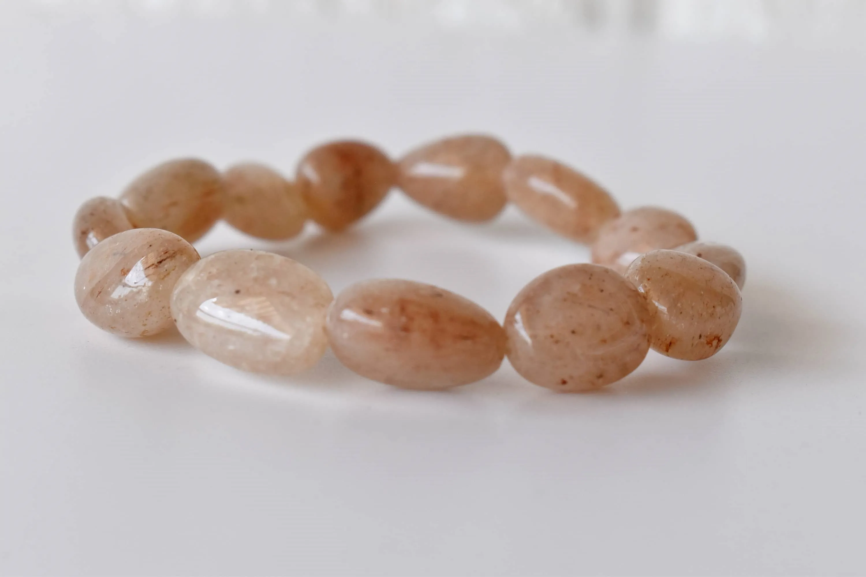 Peach Moonstone Nugget Bracelet ~ Crystal Nuggets Jewelry