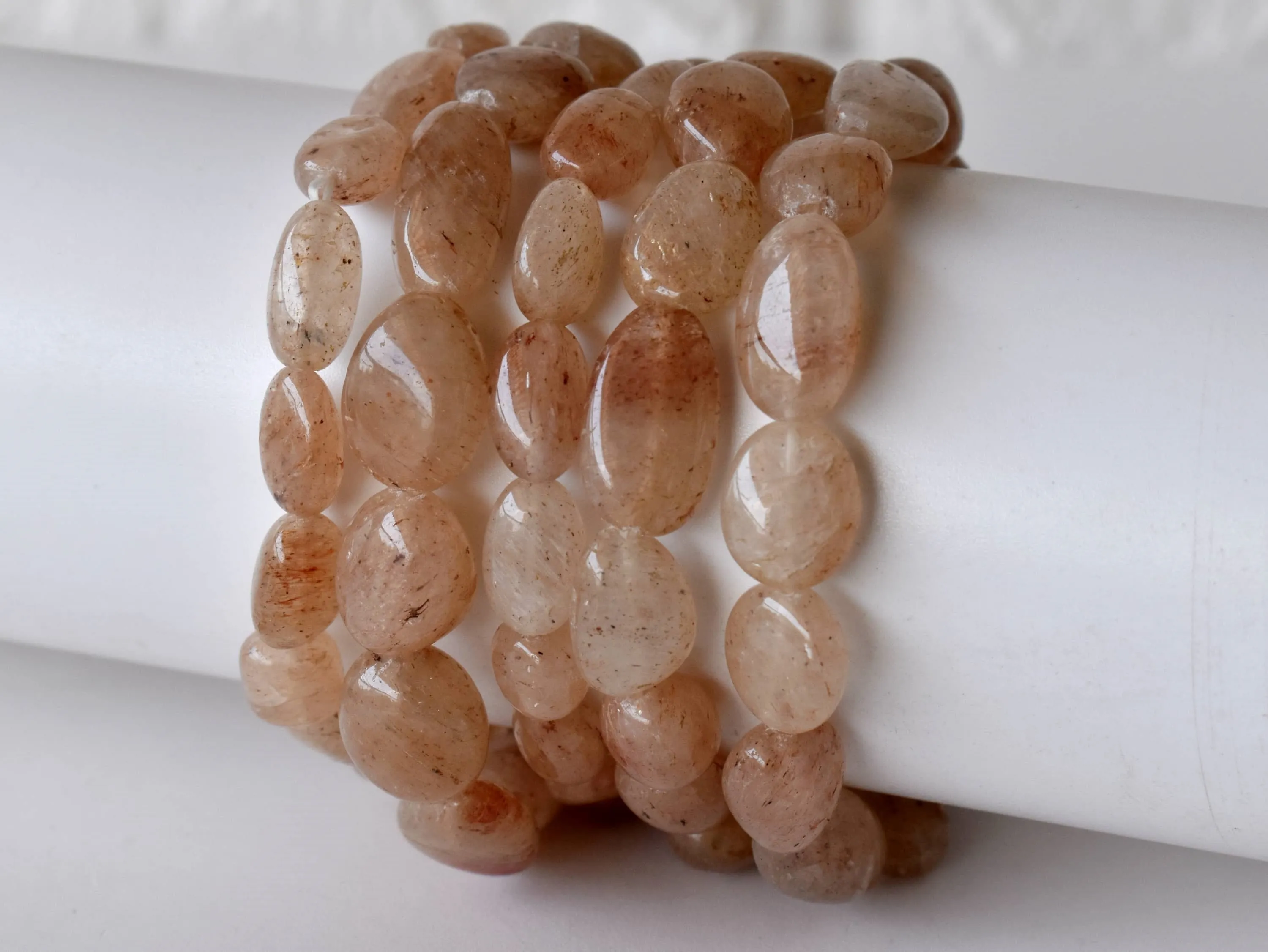 Peach Moonstone Nugget Bracelet ~ Crystal Nuggets Jewelry