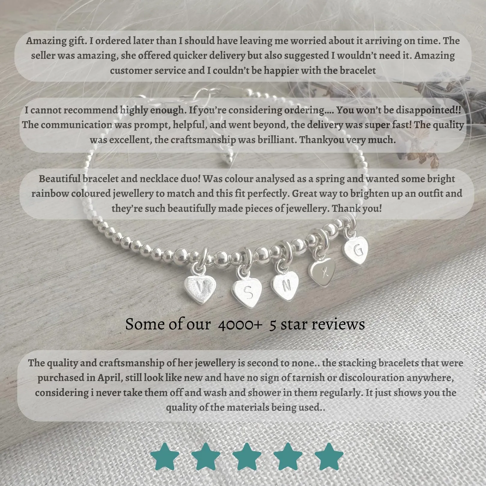 Personalised Birthstone Bracelet Set with Initial, Birthday gift for women