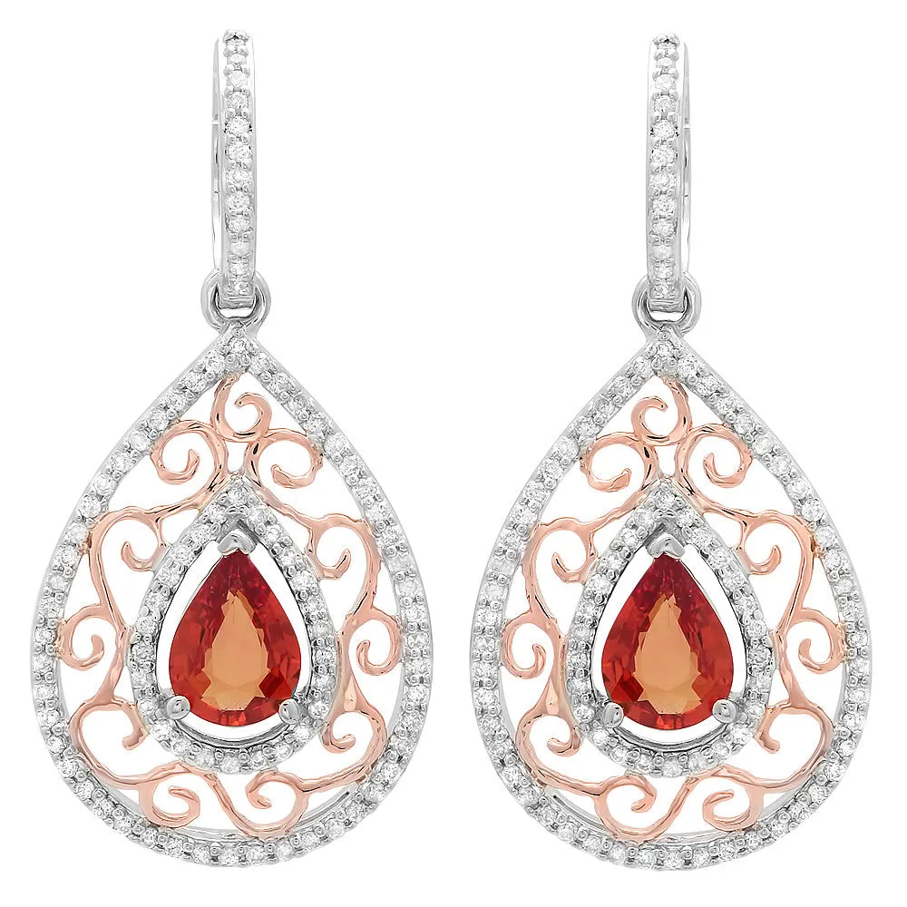 PMI 14WP@7.50 176RD3@0.70 2OSAP@2.10 ORANGE SAPPHIRE EARRINGS