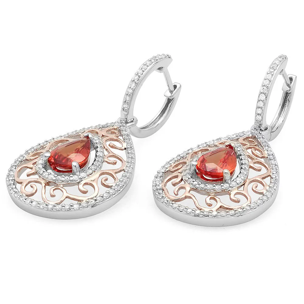 PMI 14WP@7.50 176RD3@0.70 2OSAP@2.10 ORANGE SAPPHIRE EARRINGS