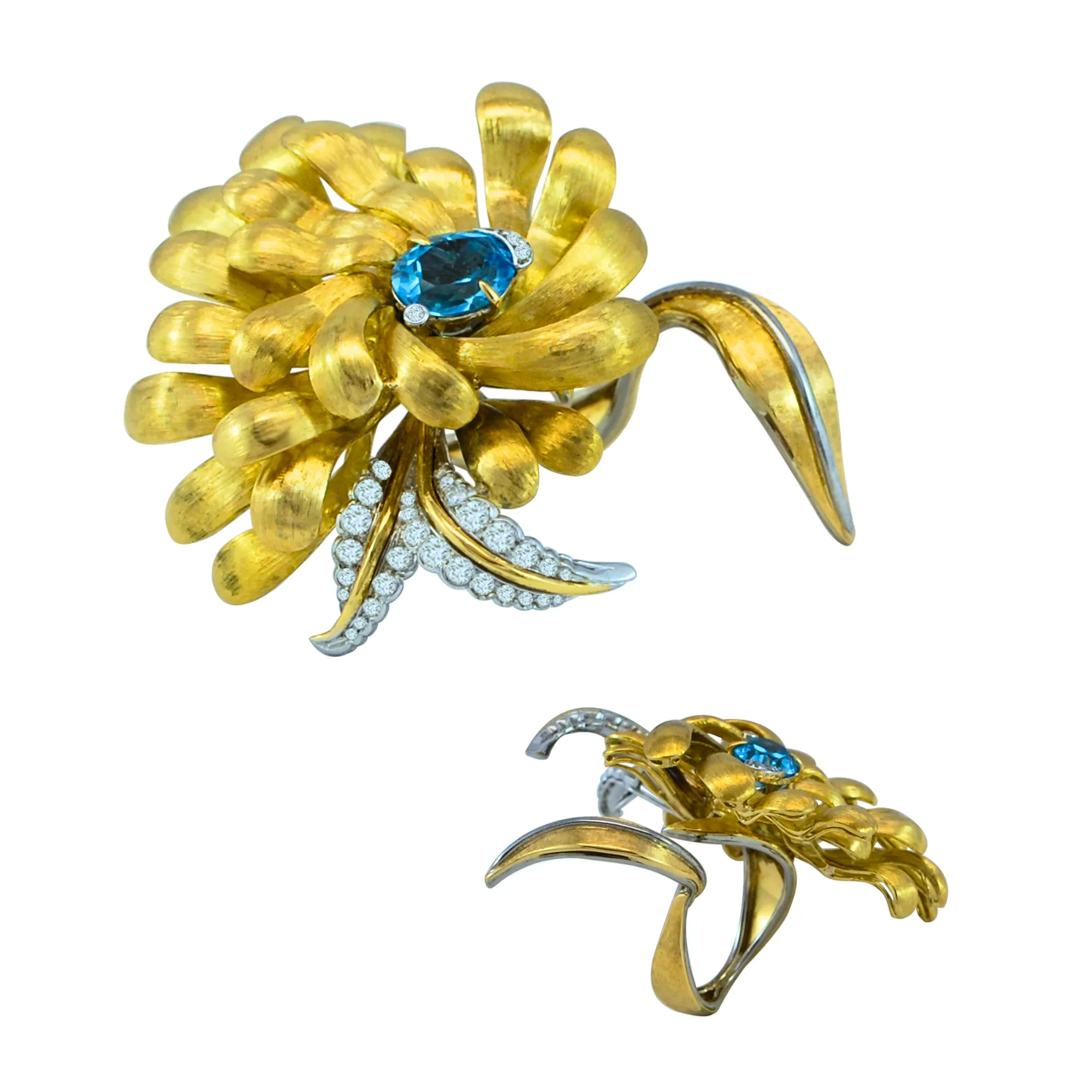 Renaissance Sculptural Cocktail Ring with Blue Topaz & Diamonds