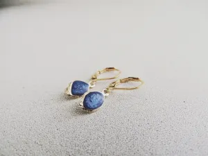 SALE-Reticulated Leaf Drop Earrings-Sapphire