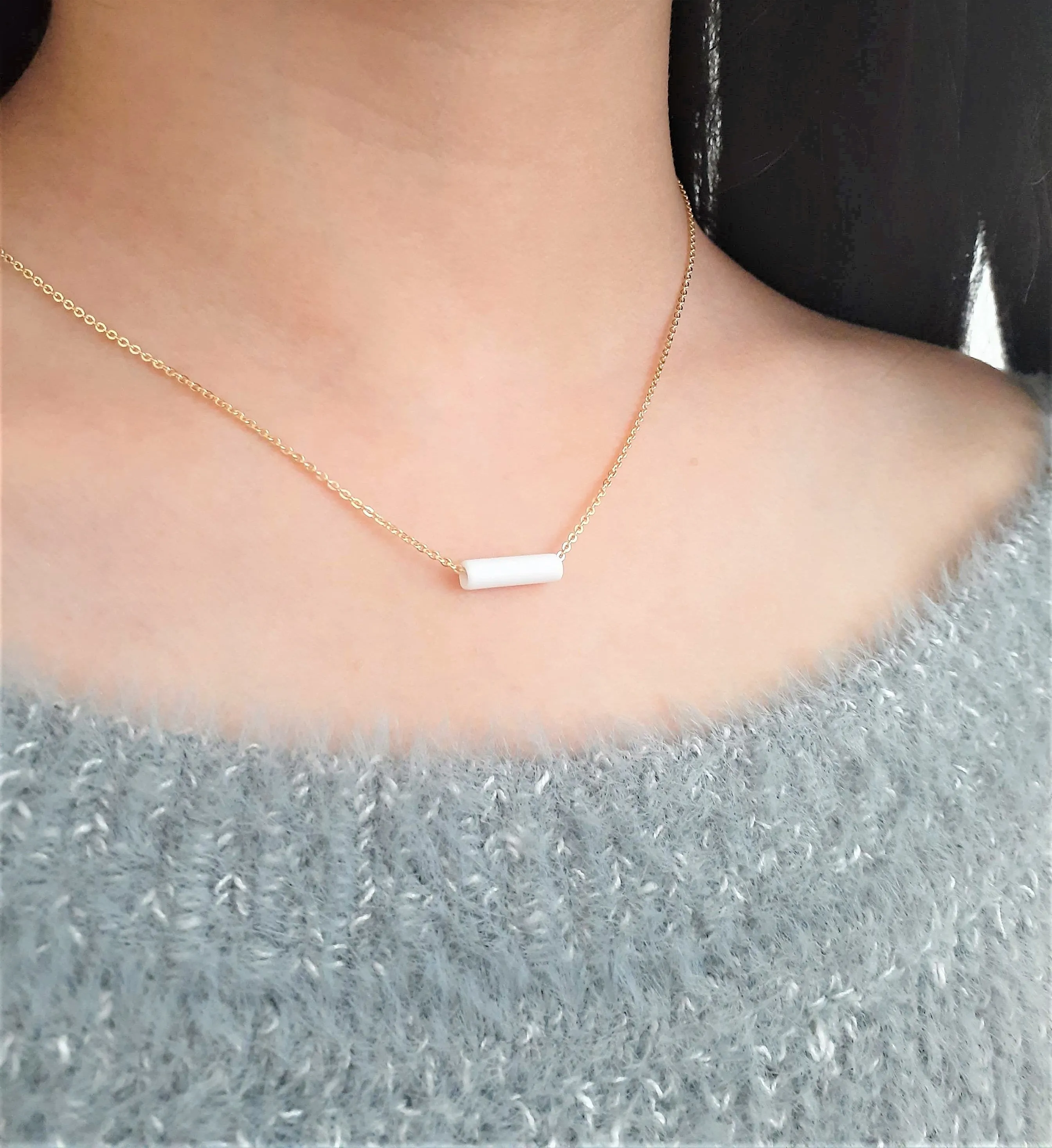 White Agate Fidget Necklace