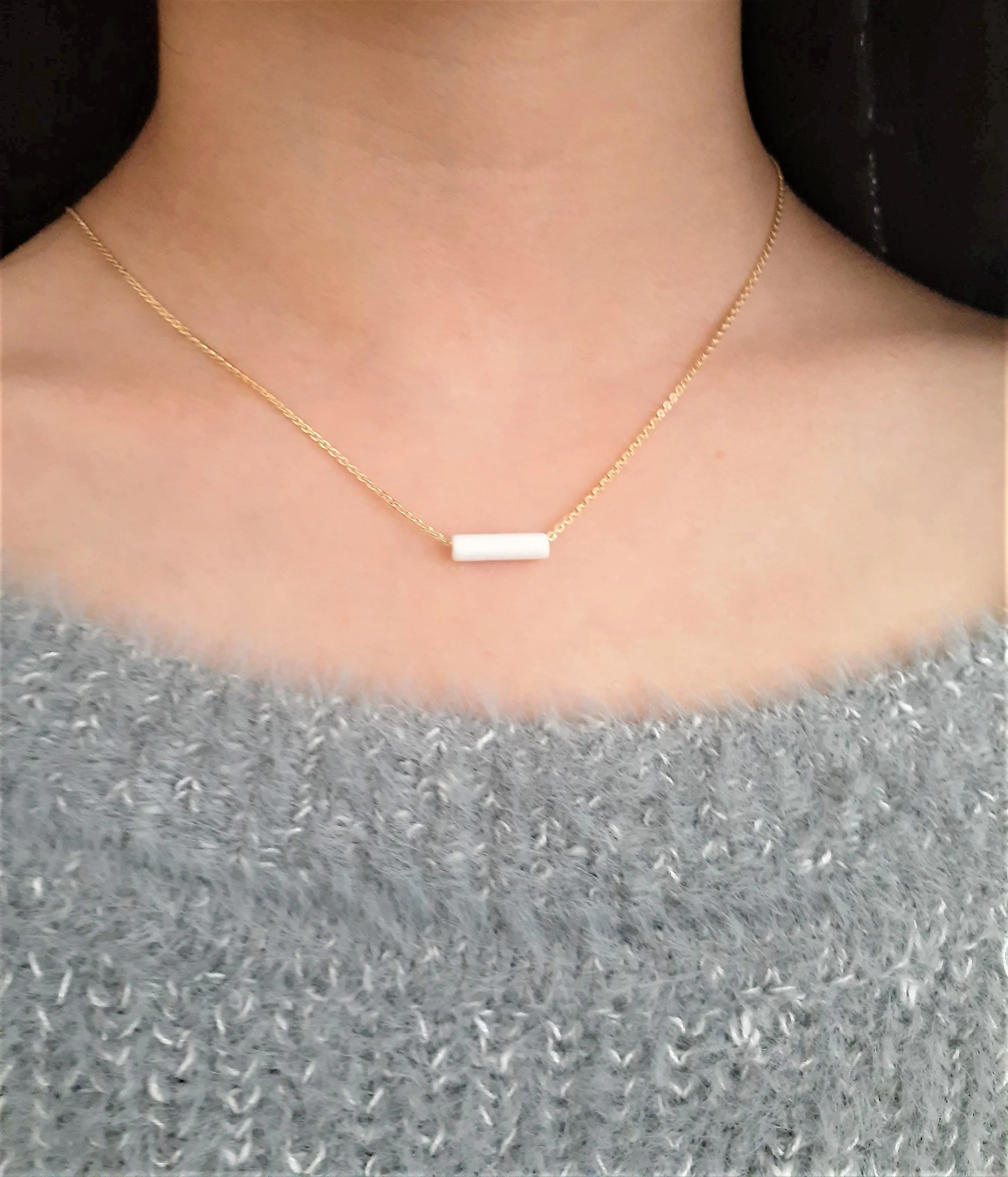 White Agate Fidget Necklace